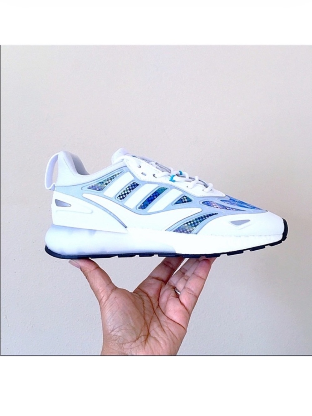 Adidas X NINJA ZX 2K 2.0 Time In White Signal Cyan Special Edition Sneakers